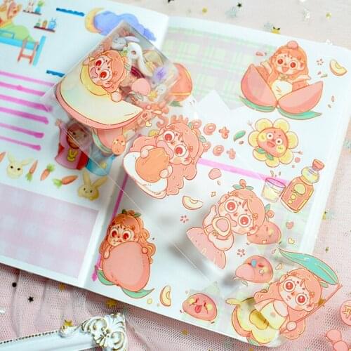 Kawaii Cartoon Study Hard Girl Washi Tapes Bullet Journal Masking Tape Adhesive Tape DIY Scrapbooking Washi Stickers
