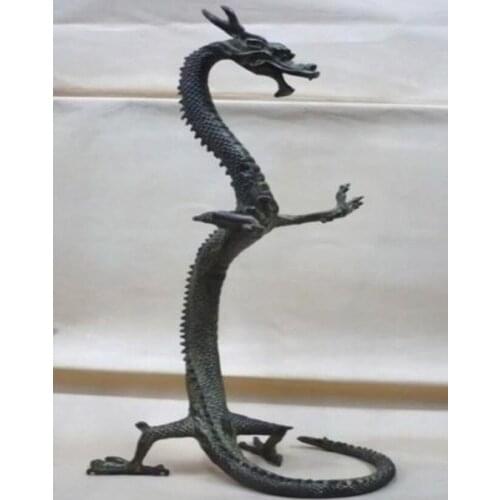Collecting OLD copper Elaborate Old crafts Brass Height 17 inch / exquisite BRASS Chinese dragon statue Figures tall