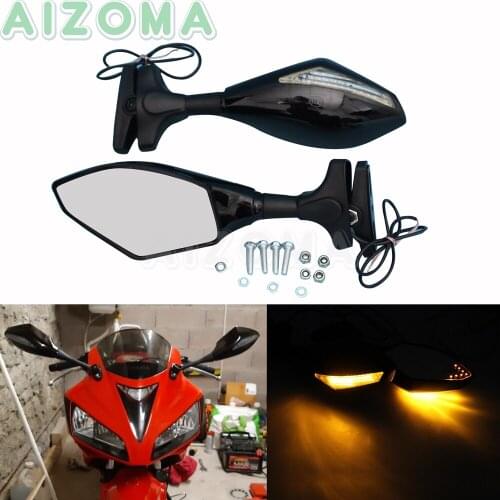 Motorcycle Side Mirror Rear View Mirrors w/ Indiacator Turn Signals Lights for KAWASAKI Honda CBR600F1 CBR600F4i CBR 929/1000 RR