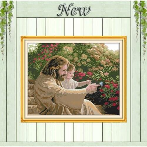 Jesus and a kid Christian painting home decor counted print on canvas DMC 11CT 14CT kits Cross Stitch embroidery needlework Sets