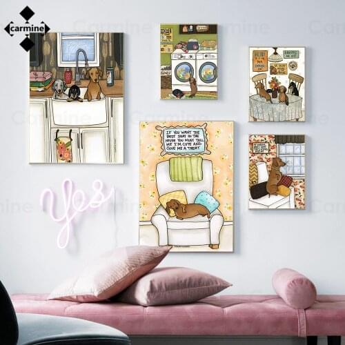Funny Toilet Wall Art Painting Animal Cartoon Dog Poster and Print Roll Paper Bathroom Pictures On Canvas Modern Decor for Home