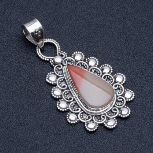 Natural Royal Imperial Jasper Boho Style 925 Sterling Silver Pendant Necklace 1 3/4" R0502