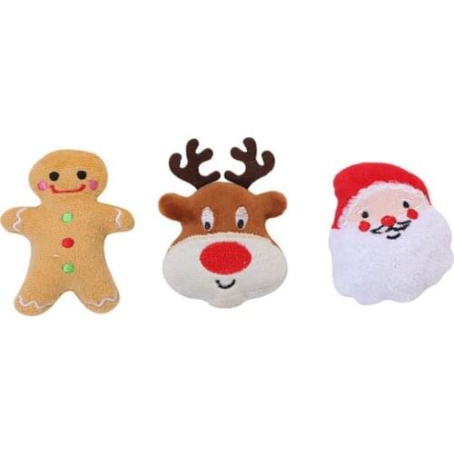 Pets Plush Gnawing Molar Toys Cute Lifelike Santa Claus Elk Gingerbread and Soft Bite-resistant Pet Dog Toys Dog Accessories
