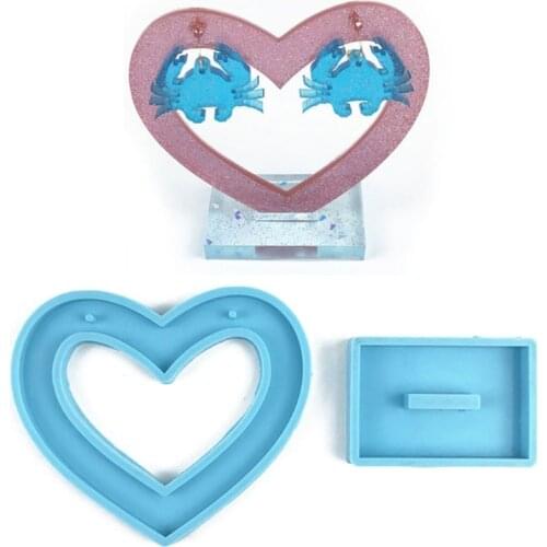 Love Heart Earrings Display Stand Epoxy Resin Mold Ear Dangles Showing Rack Silicone Mould DIY Crafts Jewelry Organizer Tool