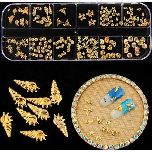 Rose Gold Plated 3D Nail Decoration in box Metal Studs Manicure Nail Art Decorations Body Art