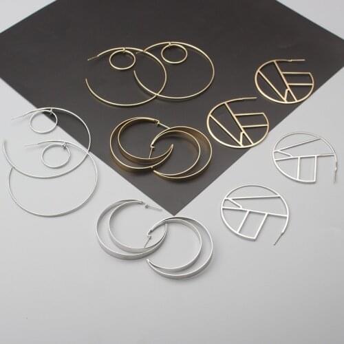 Simple Design Metal Drop Earrings for Female Gold Color Geometric Statement Hollow C-shaped Unusual Earrings for Women pendiente