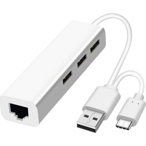 VKTECH USB Hub USB 3.1 Type C + USB 2.0 Type A to Multi 3 Port USB 2.0 Splitter RJ45 Network Card Adapter for Desktop Laptop PC