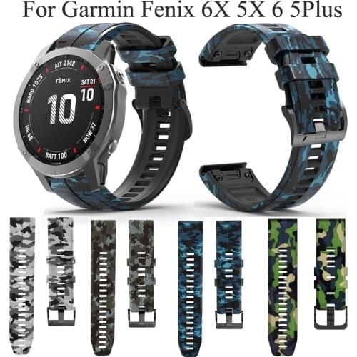 26MM Camouflage Quick Release Watchband Strap for Garmin Fenix 5X 5X Plus 3 3HR MK1 D2 6X 6X Pro D2 Charlie Easyfit Wrist Strap