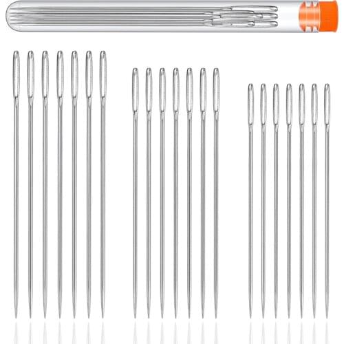 Nonvor 3 Sizes Large Eye Sewing Needles, Handmade Wool Felt Pocked Embroidery Needle, Stainless Steel Yarn Knitting Needles