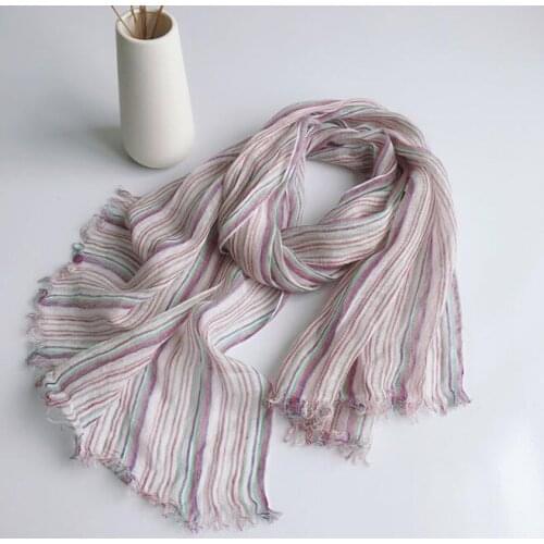 Spring And Summer Striped Thin Linen scarf Men And Women Pure Linen Shawl Summer Sunscreen Beach Scarves 60x180cm