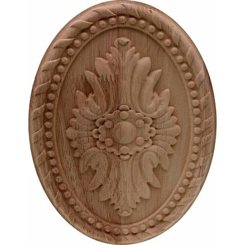 VZLX Dcarving Furniture Decoration European Style Solid Wood Round Applique Heart Decorative Flower Figurines Miniatures