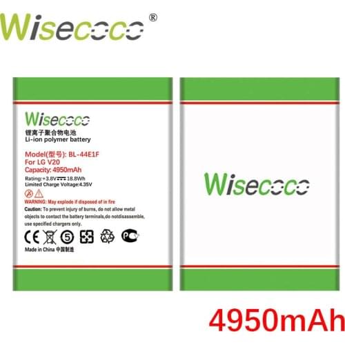Wisecoco BL-44E1F 4950mAh New Battery For LG V20 H990 F800 VS995 US996 LS997 H990DS H910 H918 Stylus3 M400DY High quality