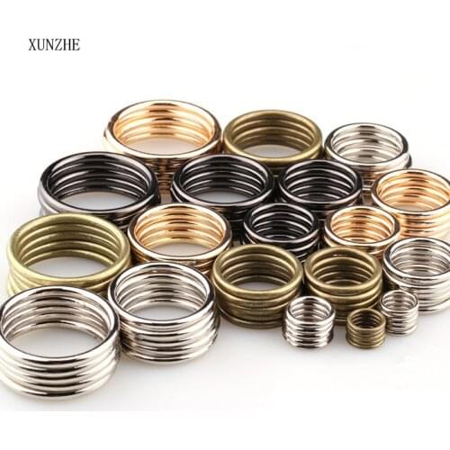 XUNZHE 20pcs/lot 20 mm-35 mm silver/black/gold/bronze circle ring seal compound metal alloy shoes bag belt buckles DIY accessory