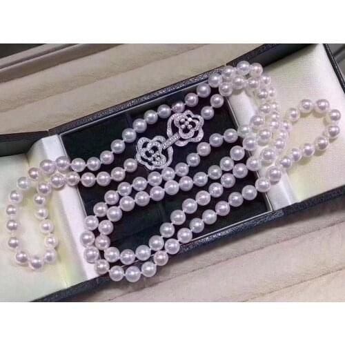 D114 Pearls7-8mm 90cm Fine Jewelry Natural Fresh Water Pearls for Women Fine Pearls Necklaces