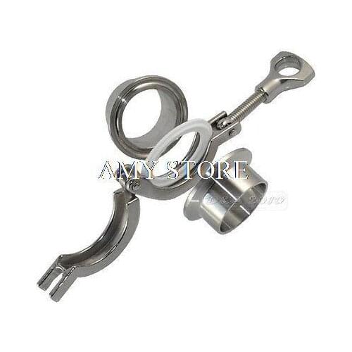 1 Pcs SS304 1.5" Tri Clamp + 2 Pcs OD 38MM Sanitary Weld Ferrule + PTFE Gasket
