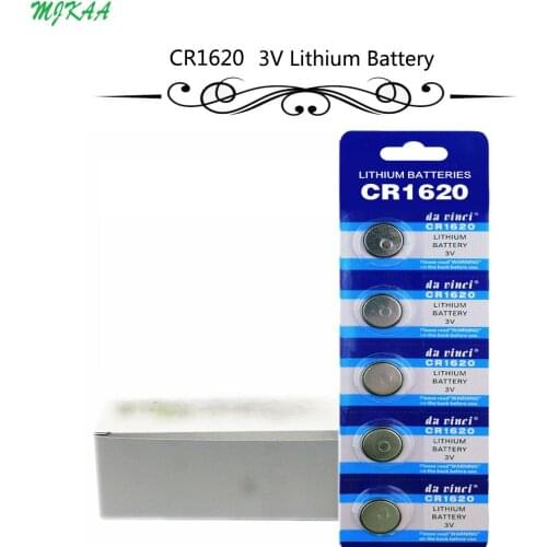 100Pcs=20Card CR1620 Button Batteries ECR1620 DL1620 5009LC Cell Coin Lithium Battery 3V CR 1620 For Watch Electronic Toy Remote