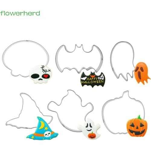 12Pcs/set Plastic Cake Stencils with Mold Halloween Coffee Mold Pastry Tools Pumpkin Bat shape Mould Cake decorating Tool