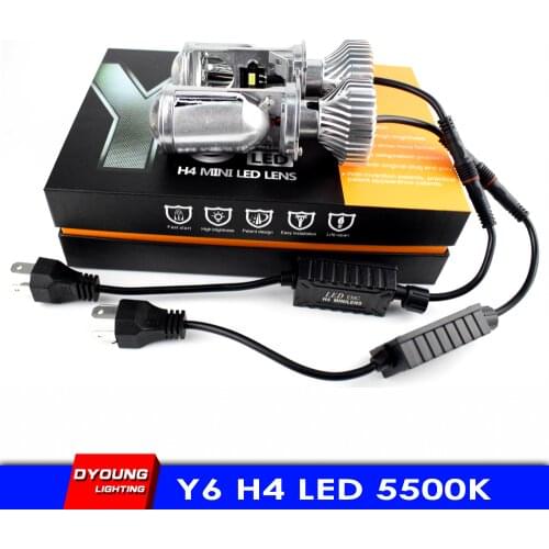 2x LED H4 9003 Automobile Headlight H4 hi-lo mini projector lens car Styling headlight Bulbs 6000K 8000LM Focused Light Y6