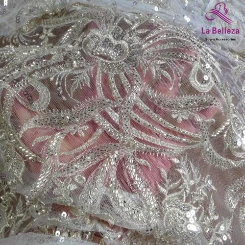 2021 new Silver wedding lace fabric,silver sequins beaded lace,gown lace,High patterns,sequins lace fabric 1 yard