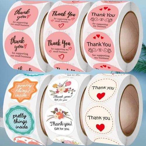 500Pcs Pink Thank You for Supporting My Small Business Stickers Retailor Online Ecommerce Packaging Seals Gift Envelopes Decor