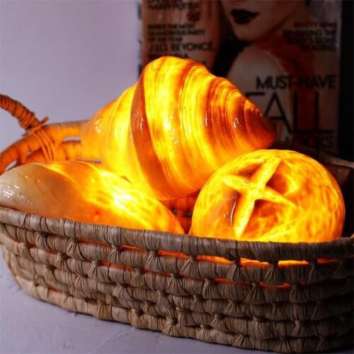 Atmosphere LED romantic horn bag small night lights childrens room bedroom kitchen decorative lamps gifts simulation bread lamp