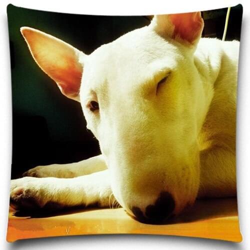 White dog lying floor Throw Pillows Case Cotton Polyester for Sofa Car Cotton Cushion Cover Creative Decoration 5 size