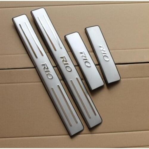 For Kia Rio Stainless Steel threshold Bar Welcome pedal decorative Sticker Double color scrub