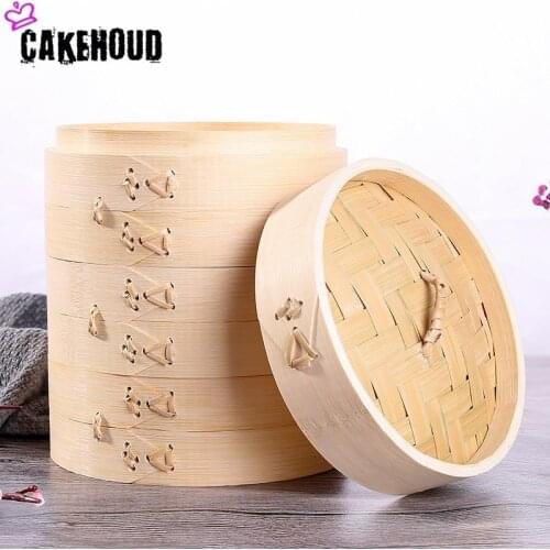 CAKEHOUD Home Kitchen Handmade Bamboo Round Steamer Suitable For Fish Cooking Vegetables Snack Basket Set Kitchen Cooking Tools