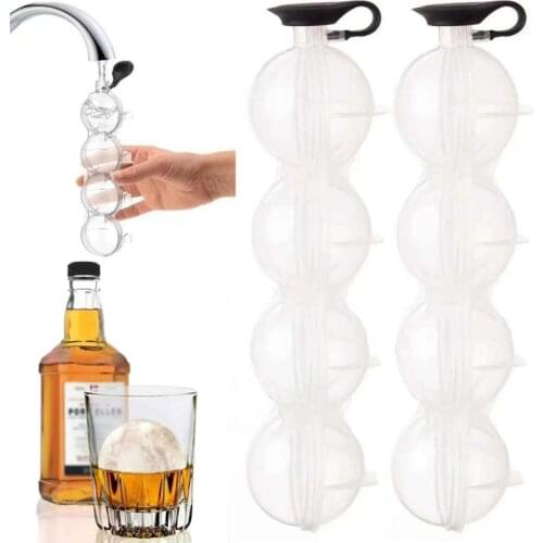 4 Cavity Ice Ball Maker Form For Ice Flexible Whiskey Cocktail DIY Round Ice Cube Mold For Bar Kitchen accessories