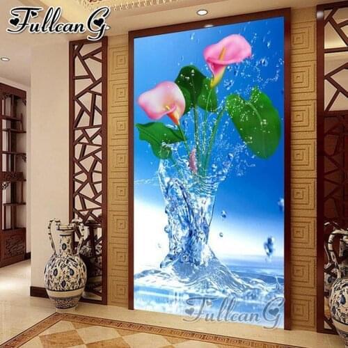 FULLCANG Calla Lily Landscape Flower full square round drill large 5d diamond painting scenery diy mosaic embroidery sale FC2439