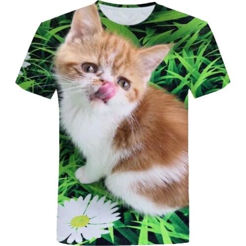 Animal Print Girl Boy T-Shirts Summer Harajuku Casual Fashion Kids Short Sleeve Round Neck 2021 New Pullovers Tops Children Tee