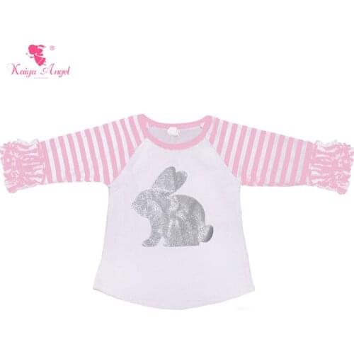 2017 Easter St. Patricks Day Wholesale Baby Boutique Clothing Icing Raglans Top T shirt Girl Ruffle Raglan Girl Clothes Rabbit