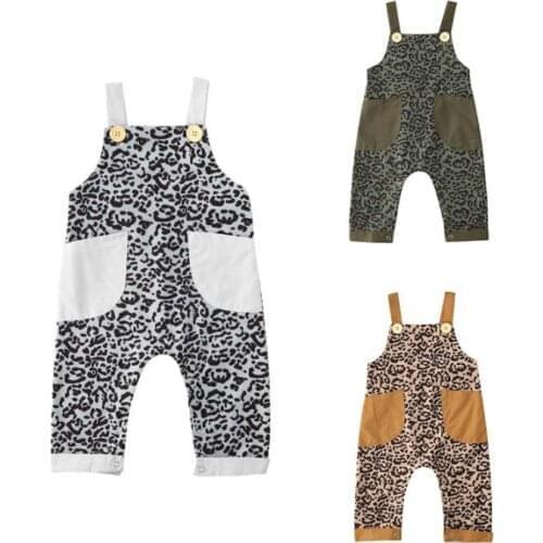 Summer Baby Boys Ovralls Newborn Kids Baby Boy Girl Leopard suspenders Jumpsuit Romper Playsuit One-Piece Clothes