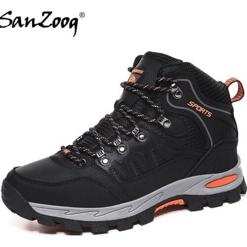 Autumn Winter Men Women Leather Hiking Shoes Trekking Mountain Boots Senderismo Waterproof Outdoor Sneakers Tracking Trail