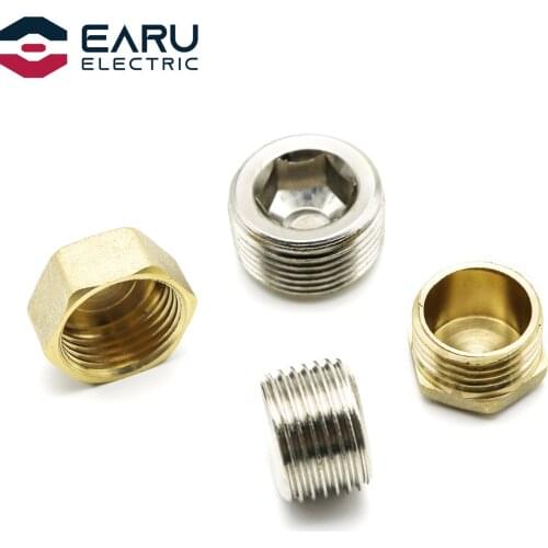 Copper 1/8" 1/4" 3/8" 1/2" 3/4" Male Thread Brass Pipe Hex Head End Cap Plug Fitting Coupler Connector Adapter
