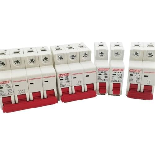 Miniature Household Air Switch Ac220v-400v DZ47 1p 2p 3P 4P 6A 10A 16A 20A 25A 32A 40A 50A 63A 125A Miniature Circuit Breaker