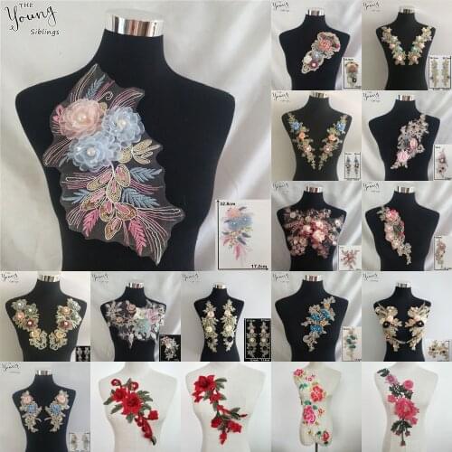 Fashion style Lace collar Embroidery Sewing DIY Sequins Lace Fabric Neckline Trim Wedding dress Applique Accessories Supplies