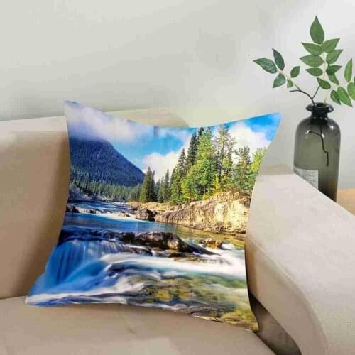 Soft Fur Plush Cushion Cover Home Decor Landscape Series Ins Pillow Bedroom Nordic Room Skin Covers Peach Living Sofa Decor