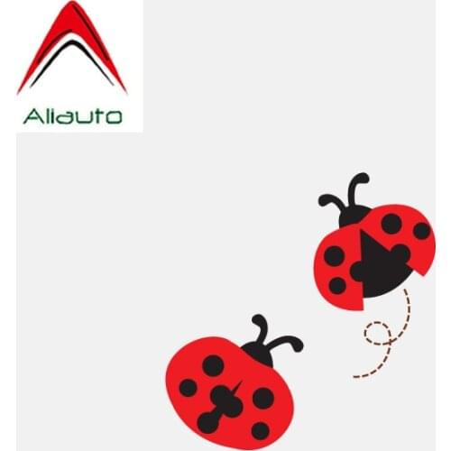 Aliauto Lovely Motorcycle Car Sticker Two Red Little Ladybugs Accessories Reflective Creative Cartoon Decal PVC,12cm*12cm