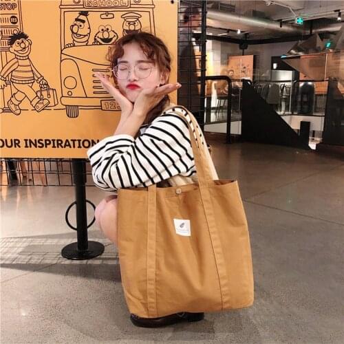 New Retro Womens Shoulder Bag Simple Solid Color Small Fresh Canvas Bag Literary Womens Buckle Tote Bag Large Capacity Handbag