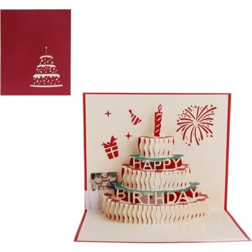 2021 New 3D Up Greeting Card Happy Birthday Cake Music LED Postcard With Envelope New