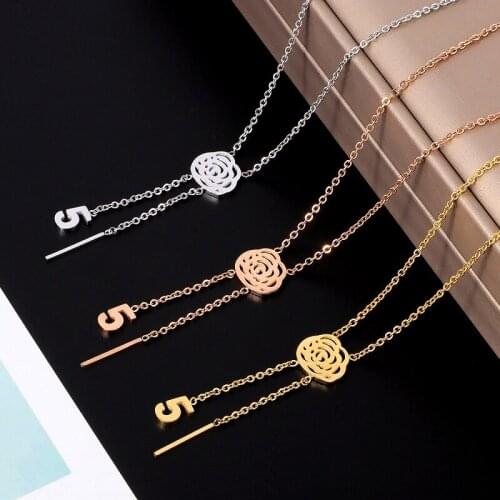Camellia Flower Pendant Necklace Gold Chain Charm Pendant Necklace For Women Fashion Anniversary Jewelry Gift