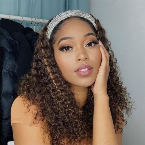 Headband Wig Human Hair Curly Wig 1b/30 Ombre Peruvian Remy Hair Glueless Human Hair Wigs For Black Women Fuduete