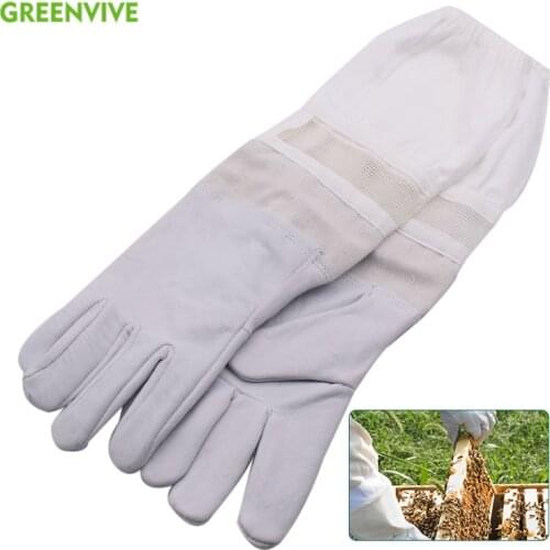 Bee Gloves Beekeeping Glove Sheepskin Vented Mesh Gloves with Long Sleeves Apicultura Equipment