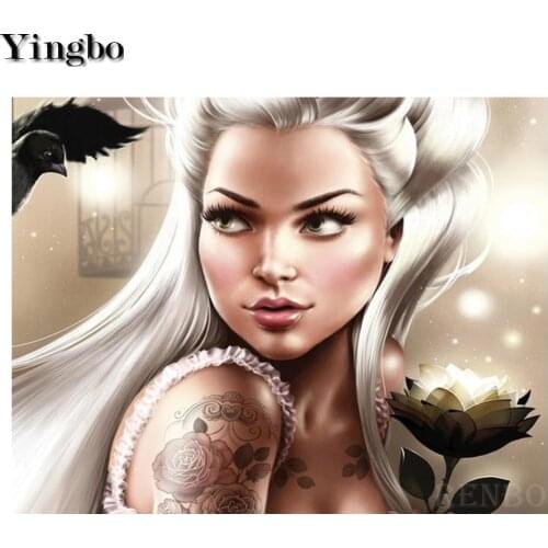 Needlework DIY Diamond Painting Pretty girl lotus Diamond Embroidery Full Drill Rhinestone Mosaic Picture by numbers hobby gift