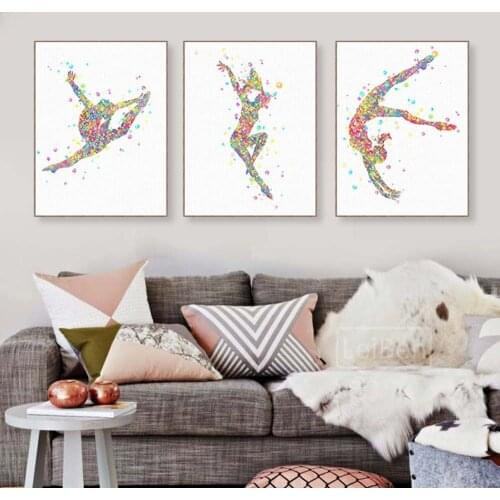 Modern Watercolor Gymnast Poster Abstract Beautiful Girl Print Canvas Painting Room Wall Art Picture Home Decoration Custom Made
