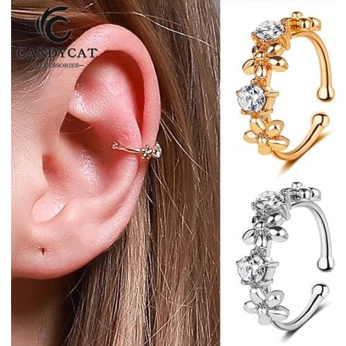 Vintage Flower Ear Cuff Trendy Punk Hollow Earrings Women Non Pierced Clip Jewelry Accessories for Girl Gift 2020 Gold Color