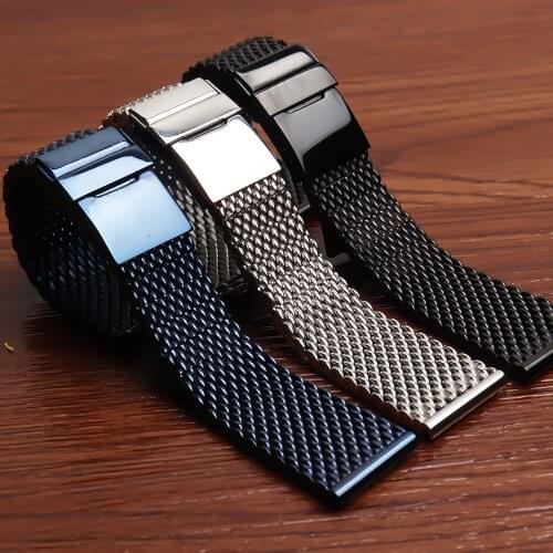 High-quality mesh watchband belt for Breitling citizen Armani Transoceanic Mens Watch Accessories 22MM blue band watch strap