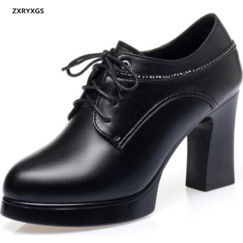2021 New Elegance Black Pumps Shoes Woman Genuine Leather Fashionable Shoes Light Non-slip Comfortable Shoes Women High Heels