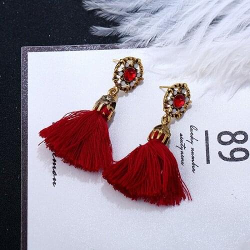 New Hot Tassel Clip Earrings Vintage Women Earrings 4 Colors Statement Jewelry Female Accessories Wholesale